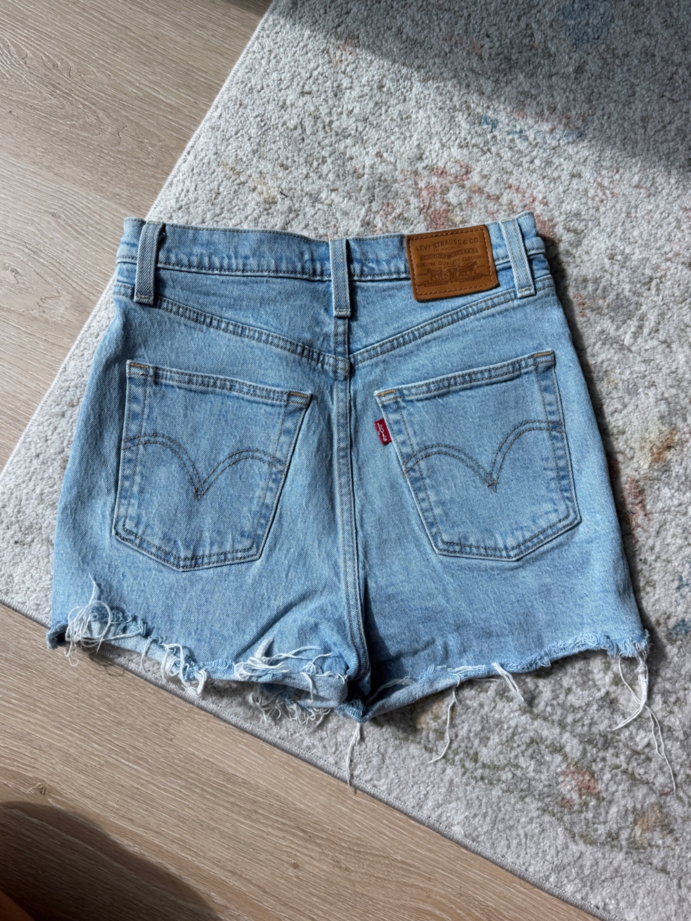 Levi's 501 Light Wash Denim Frayed Hem Cutoff Shorts